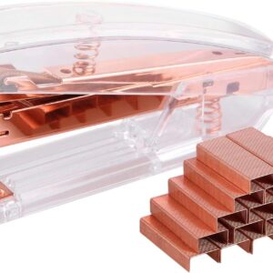 Clear Stapler with 1000 Staples Rose Gold